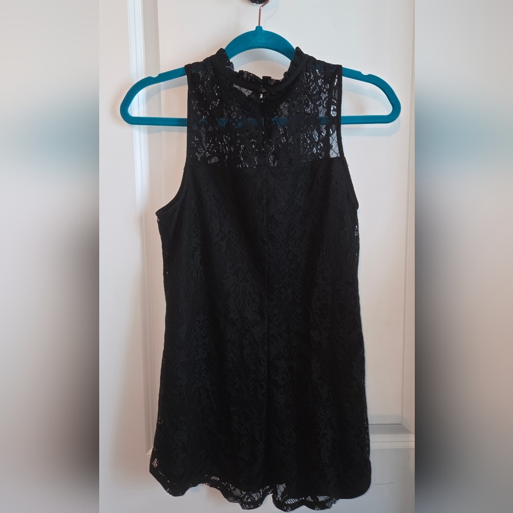 Fortune And Ivy Sleeveless Lace Tank Top Blouse , High Neck, Button Closure Sz